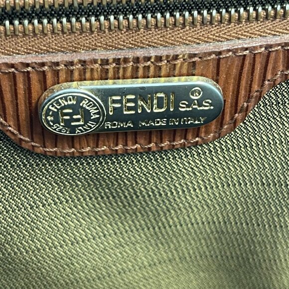 Fendi Vintage Brown Epi Leather Top Handle Bag - Preowned - Picture 14 of 15
